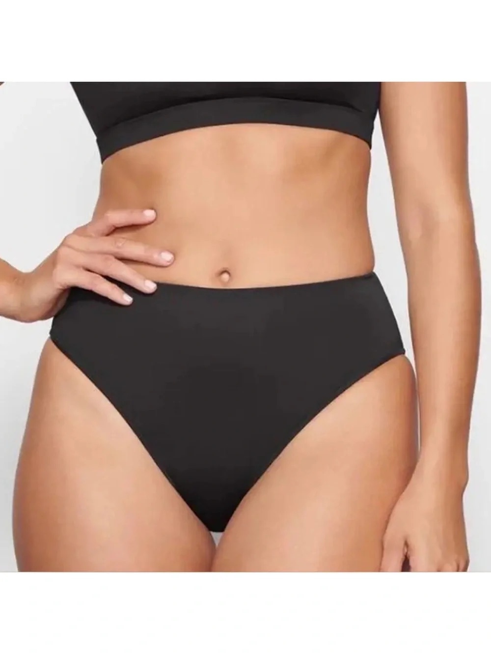 NWT Skims Signature Swim Mid Waist Bottoms Onyx Small